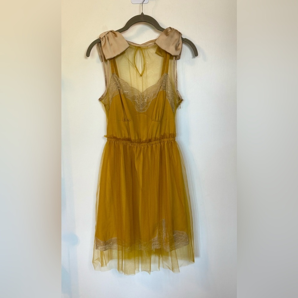 RODARTE x Target Yellow Tulle Lace Mini Slip Dress with Bow Detail- Size XS - Picture 12 of 12
